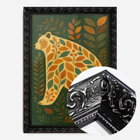 Dark green Bear Folk Art Painting Print