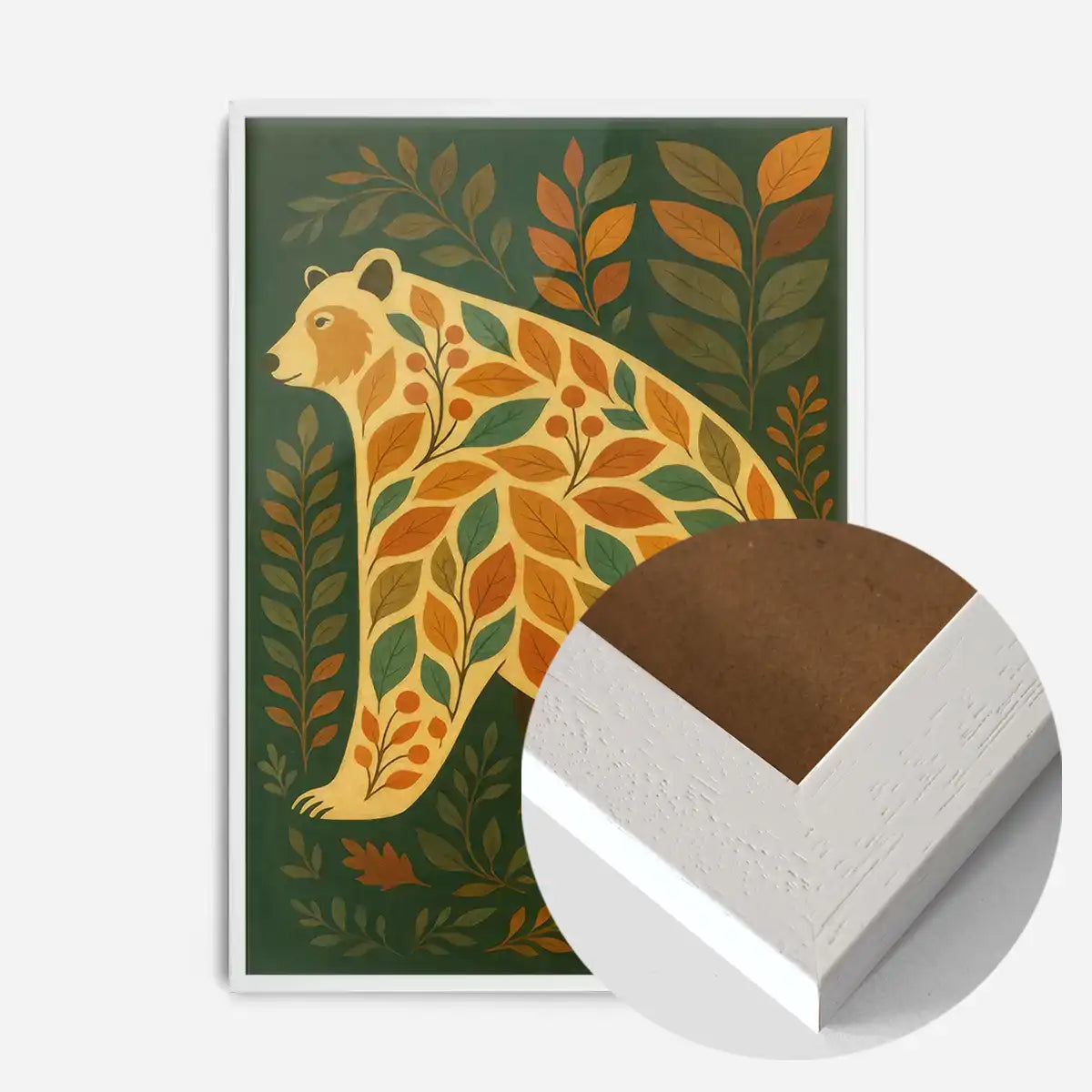Dark green Bear Folk Art Painting Print