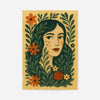 Girl and Leaves Folk Art Painting Print
