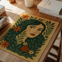 Girl and Leaves Folk Art Painting Print
