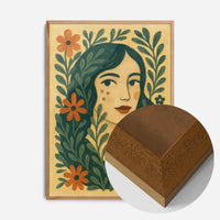 Girl and Leaves Folk Art Painting Print