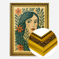 Girl and Leaves Folk Art Painting Print