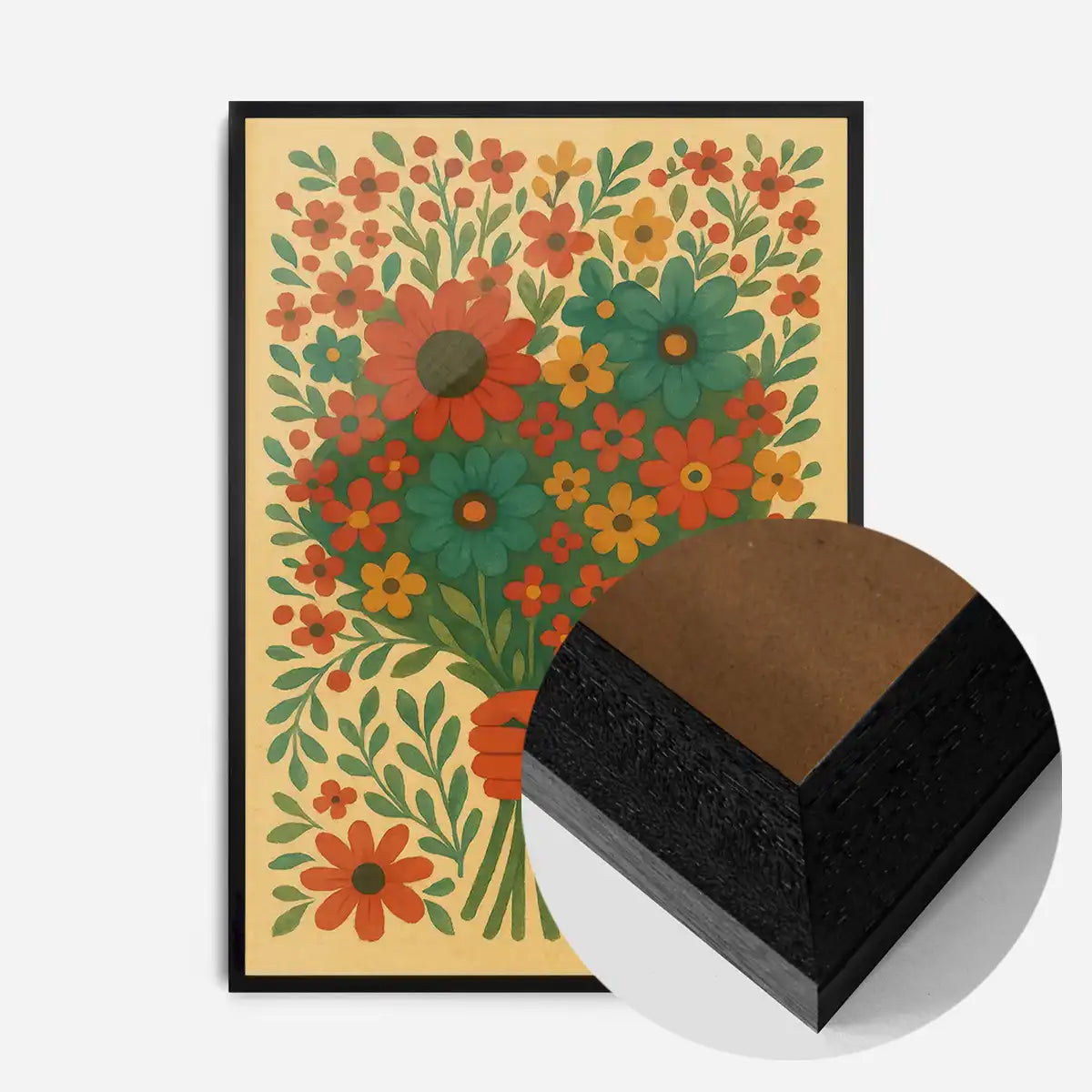 Hand with Flowers Folk Art Painting Print