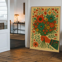 Hand with Flowers Folk Art Painting Print