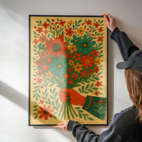 Hand with Flowers Folk Art Painting Print