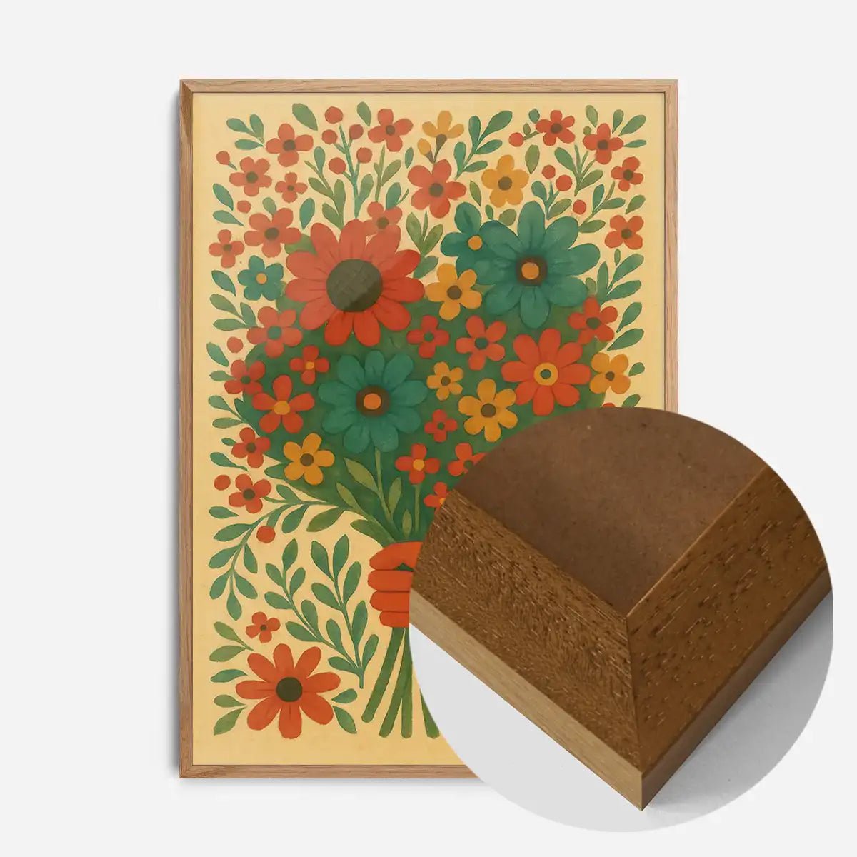 Hand with Flowers Folk Art Painting Print