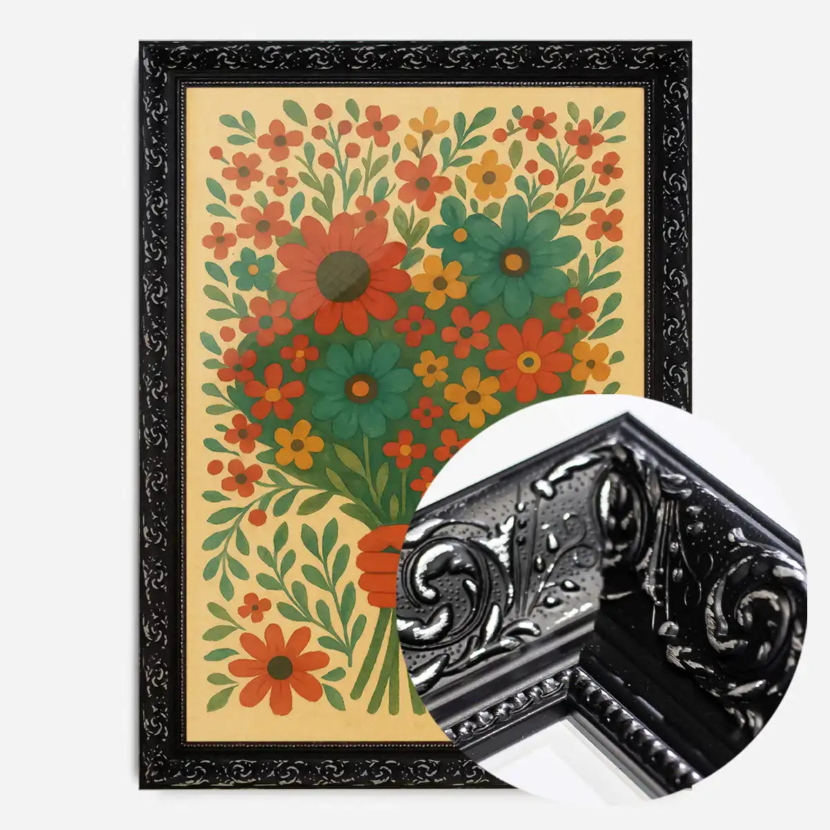 Hand with Flowers Folk Art Painting Print