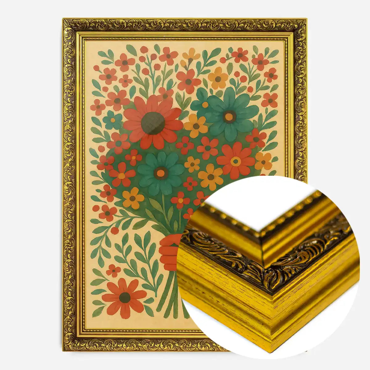 Hand with Flowers Folk Art Painting Print
