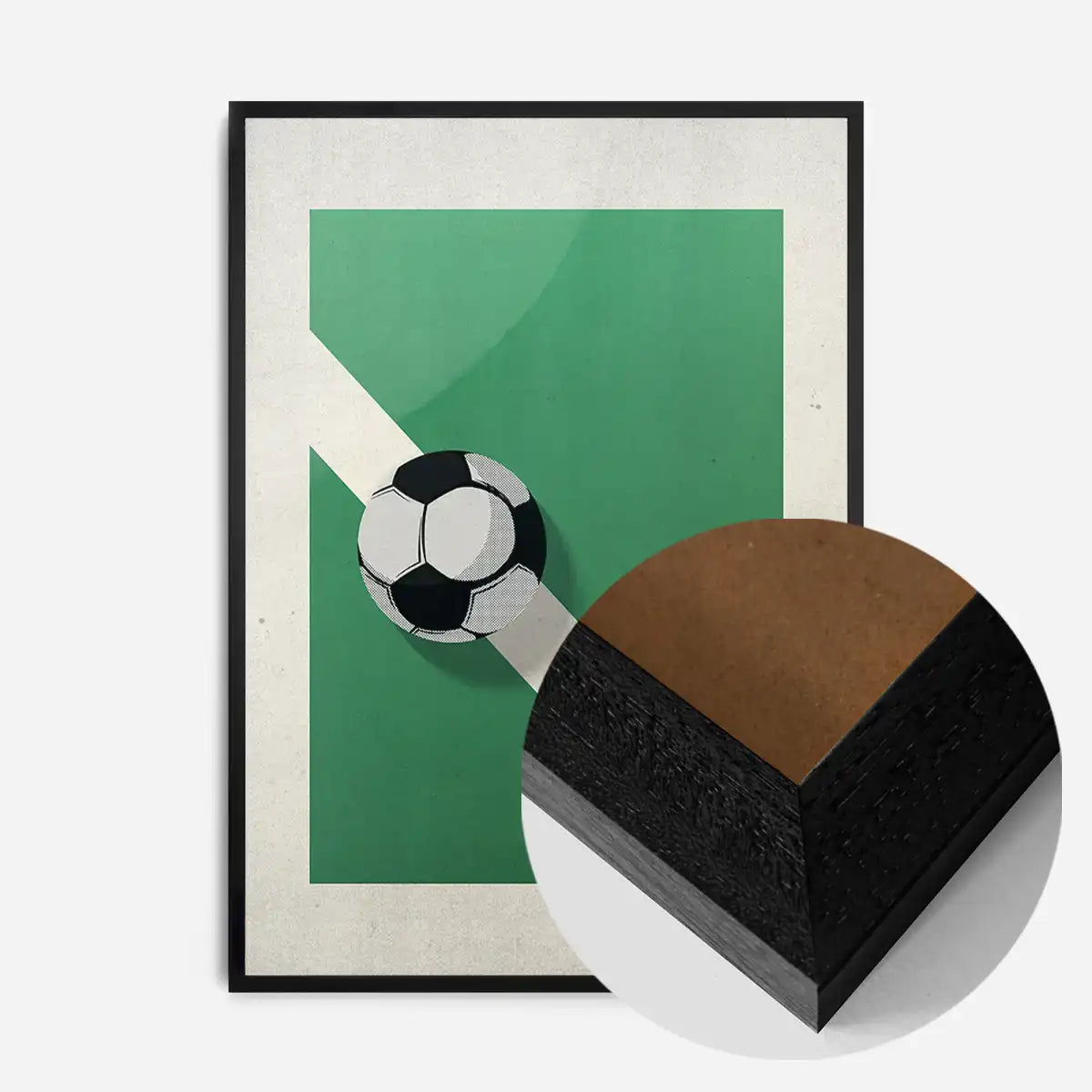Abstract Football on Pitch Print