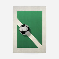 Abstract Football on Pitch Print