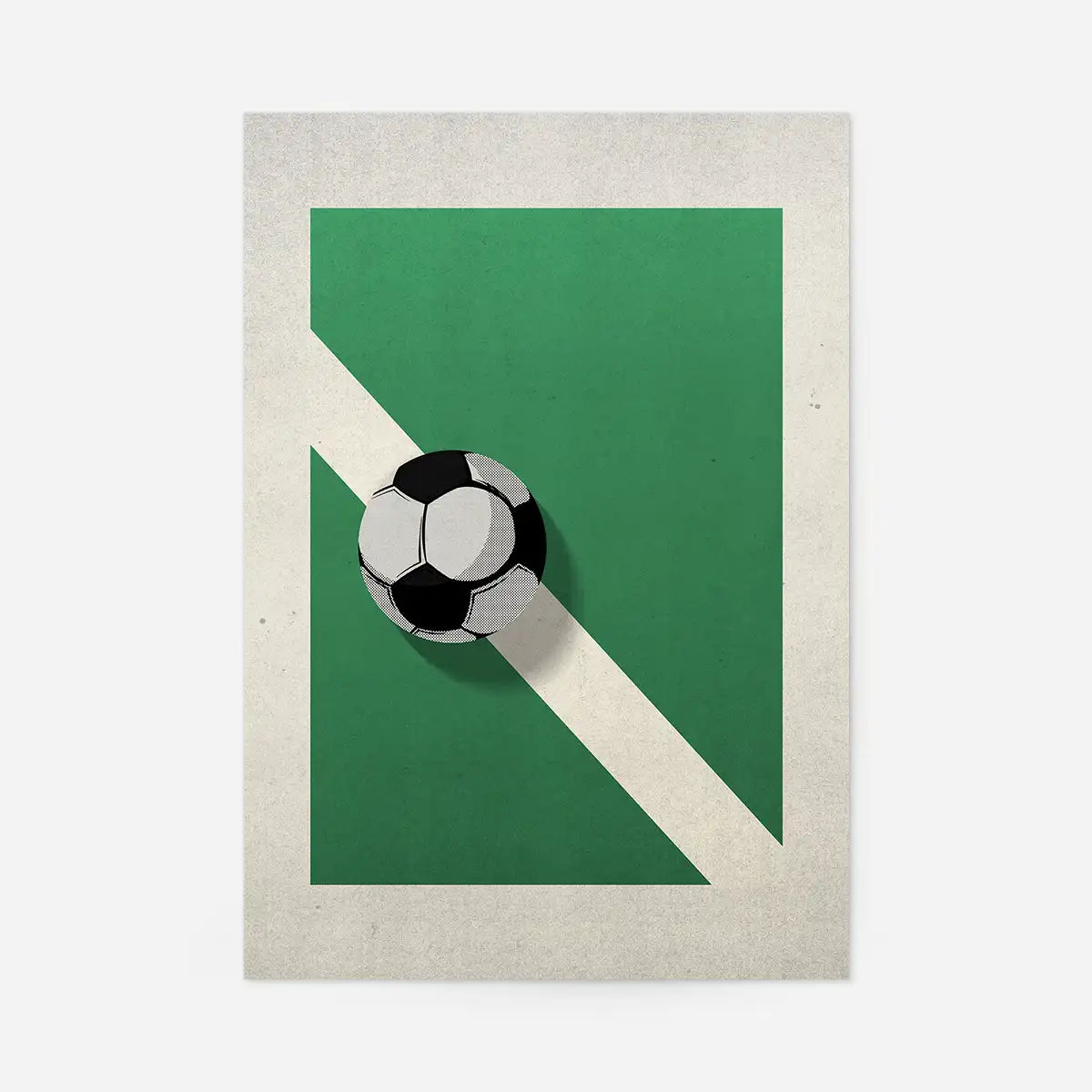 Abstract Football on Pitch Print