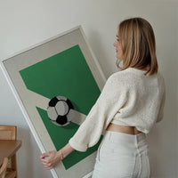 Abstract Football on Pitch Print