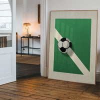 Abstract Football on Pitch Print