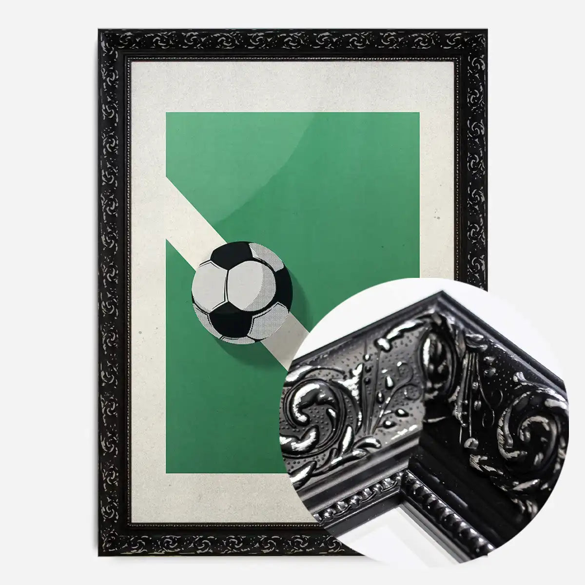 Abstract Football on Pitch Print