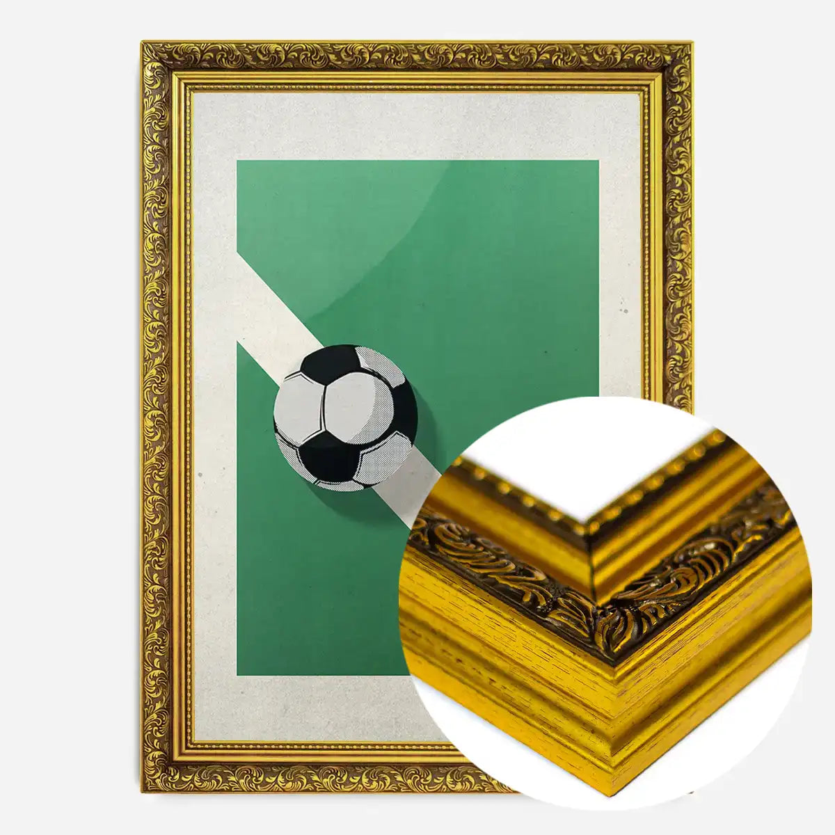Abstract Football on Pitch Print
