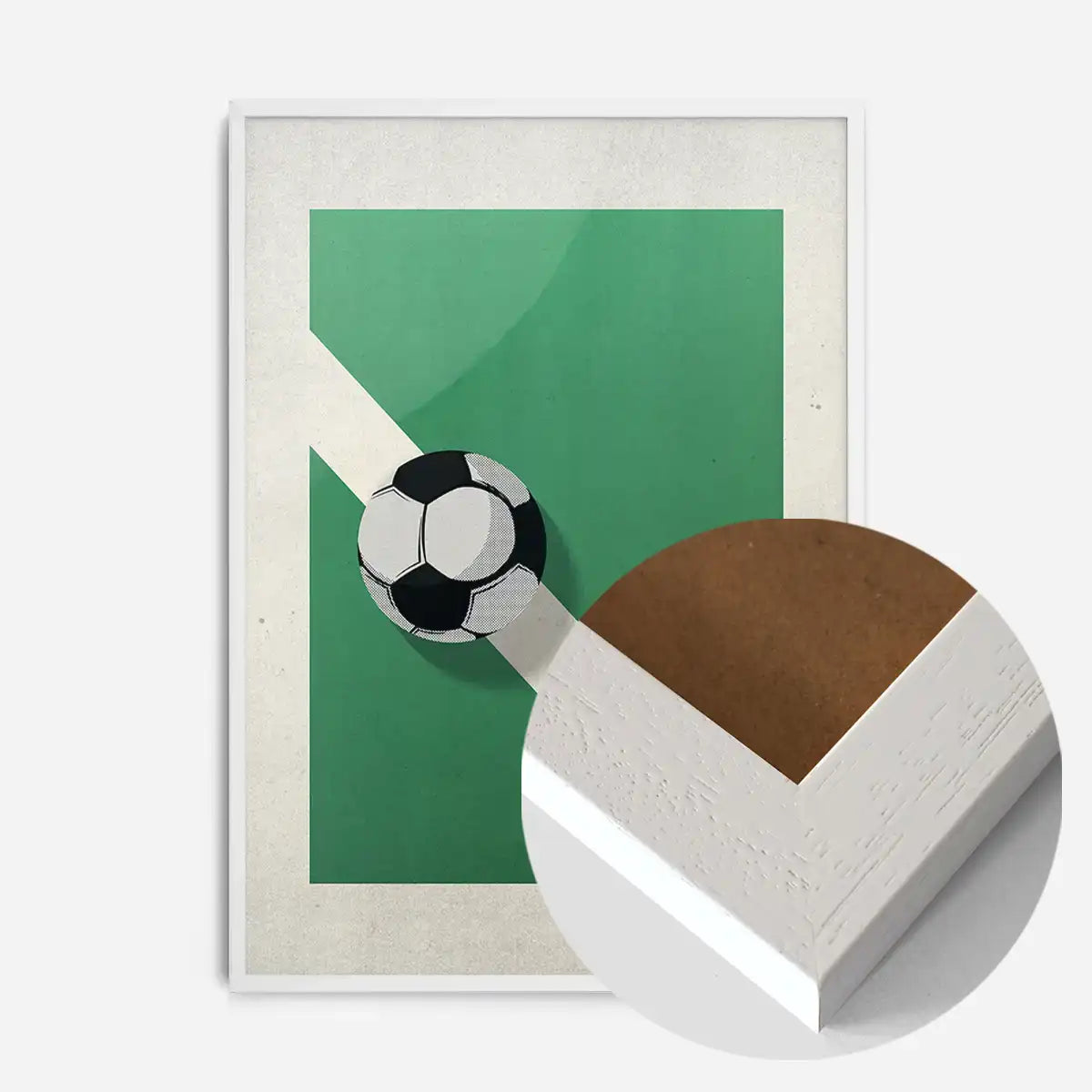 Abstract Football on Pitch Print