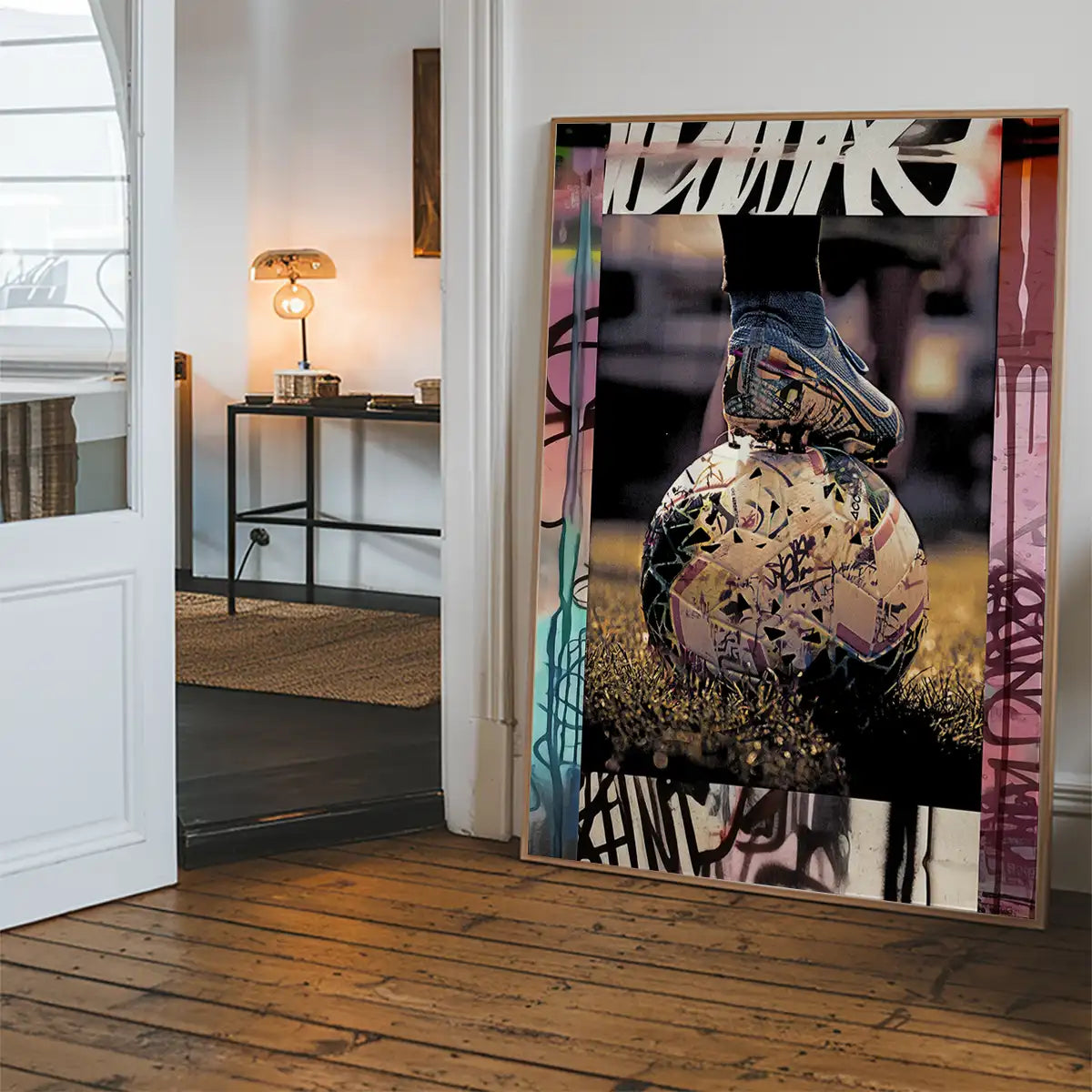 Football Boot and Ball Graffiti Print