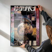 Football Boot and Ball Graffiti Print