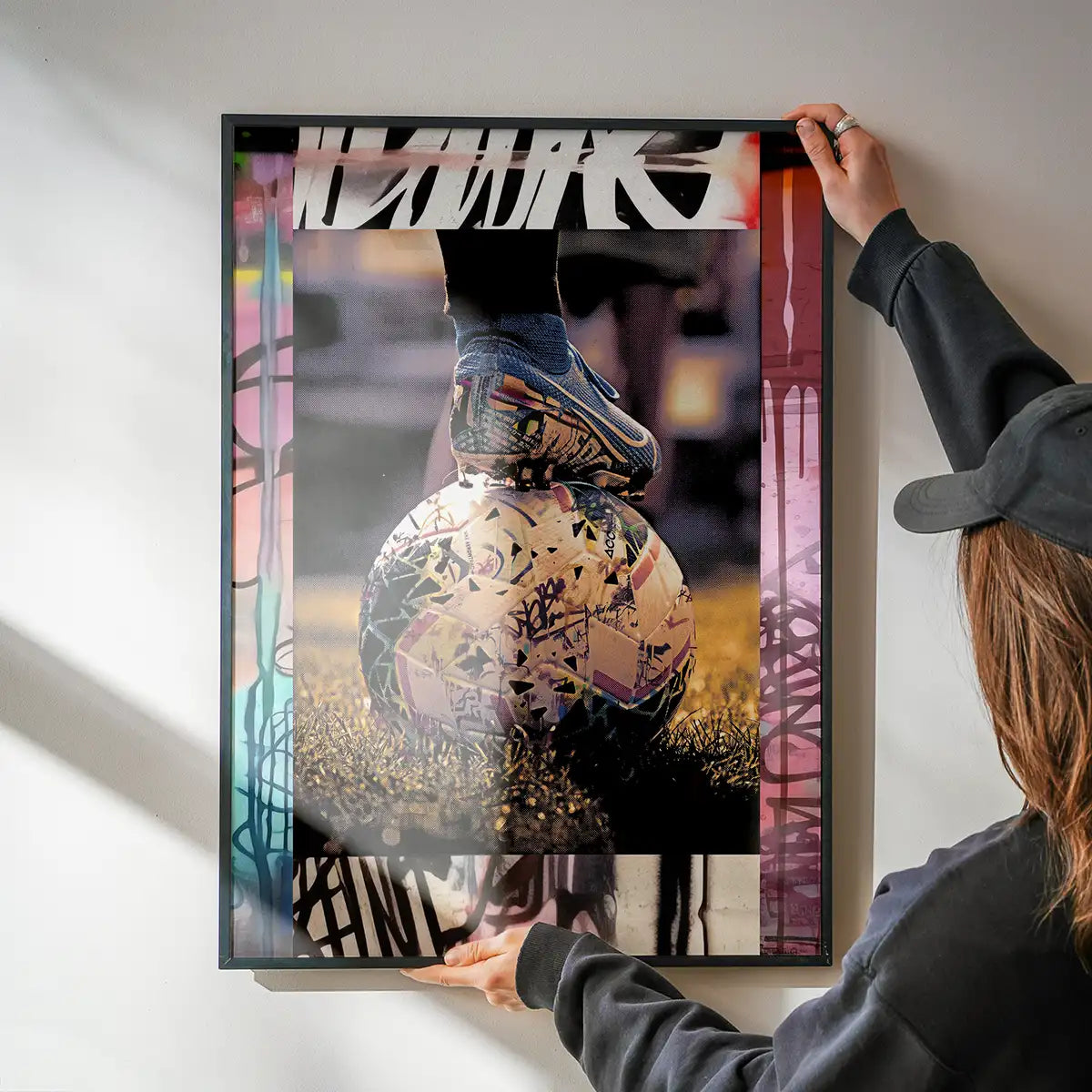 Football Boot and Ball Graffiti Print