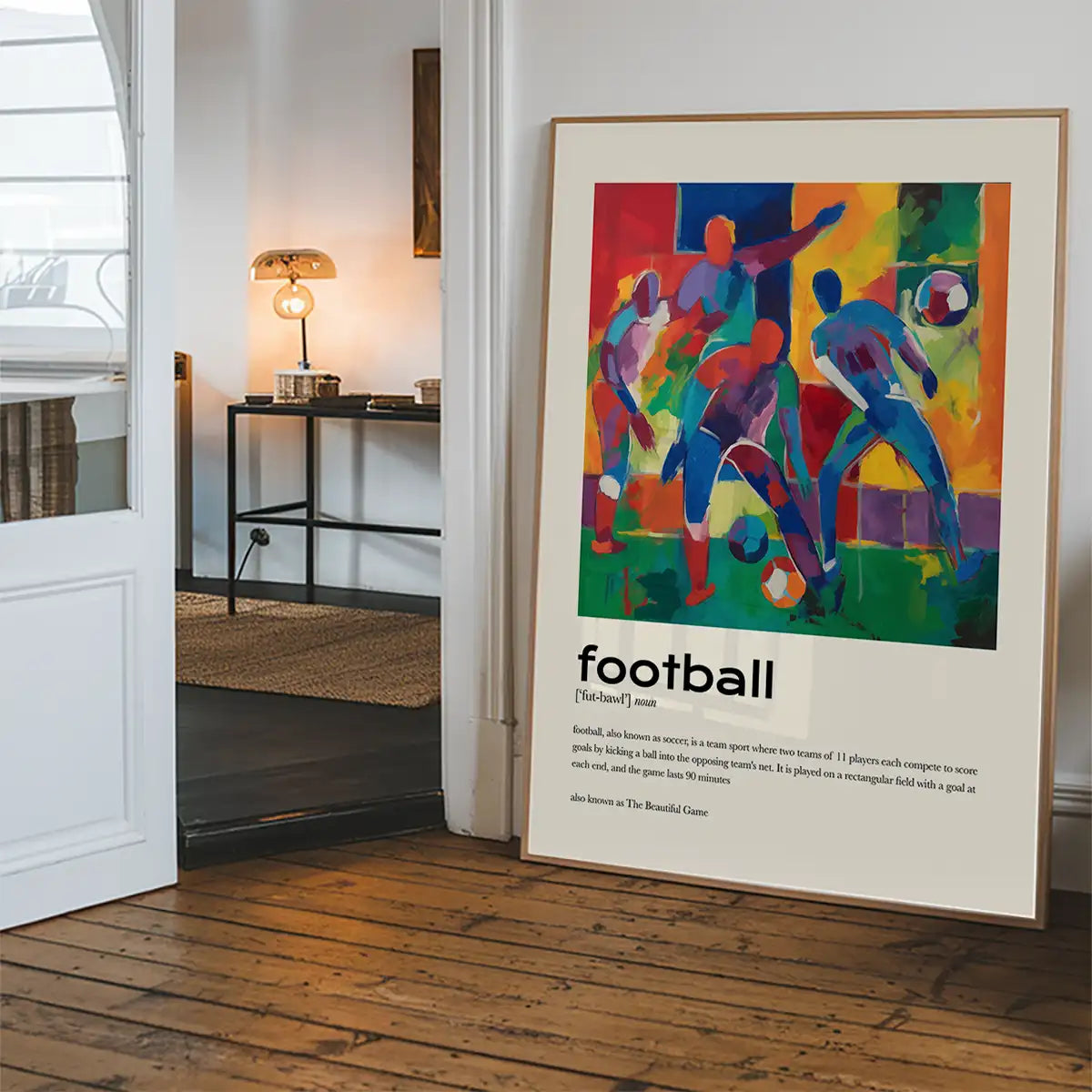 Football Description with Abstract Painting Print