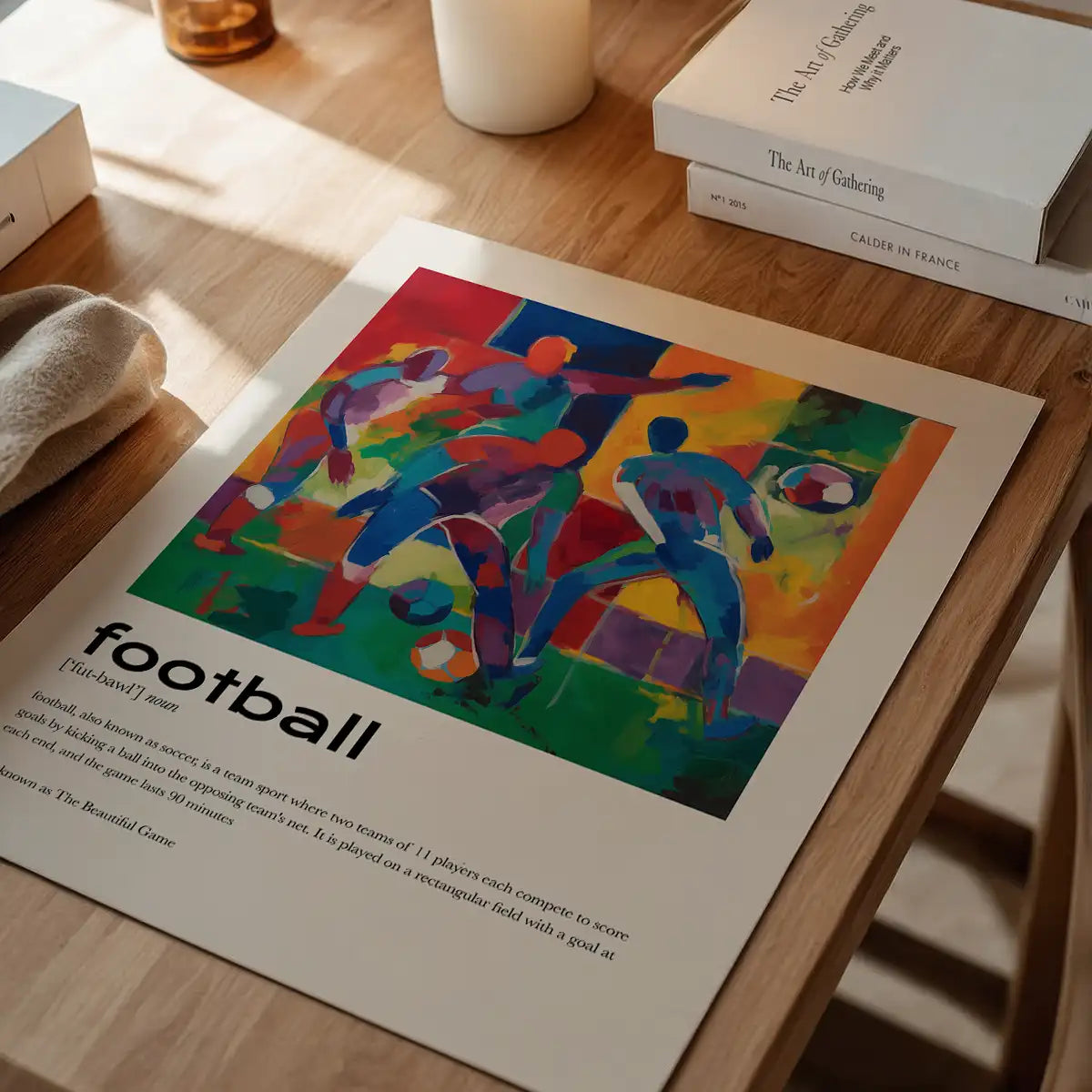 Football Description with Abstract Painting Print