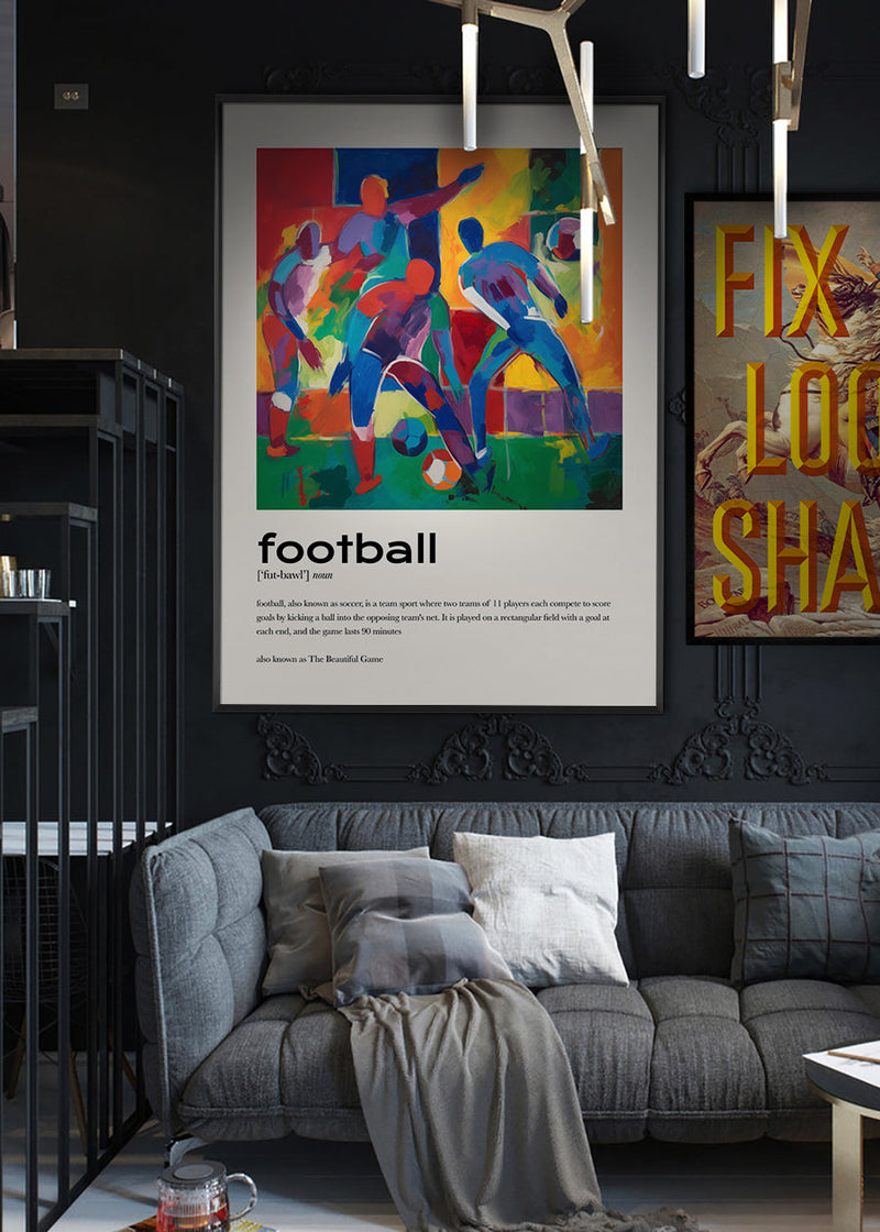 Football Description with Abstract Painting Print