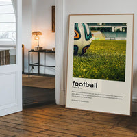 Football Description with Ball Close-Up Photograph Print