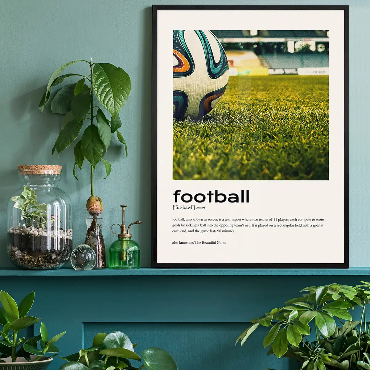 Football Description with Ball Close-Up Photograph Print