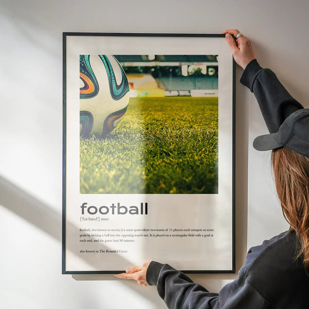 Football Description with Ball Close-Up Photograph Print