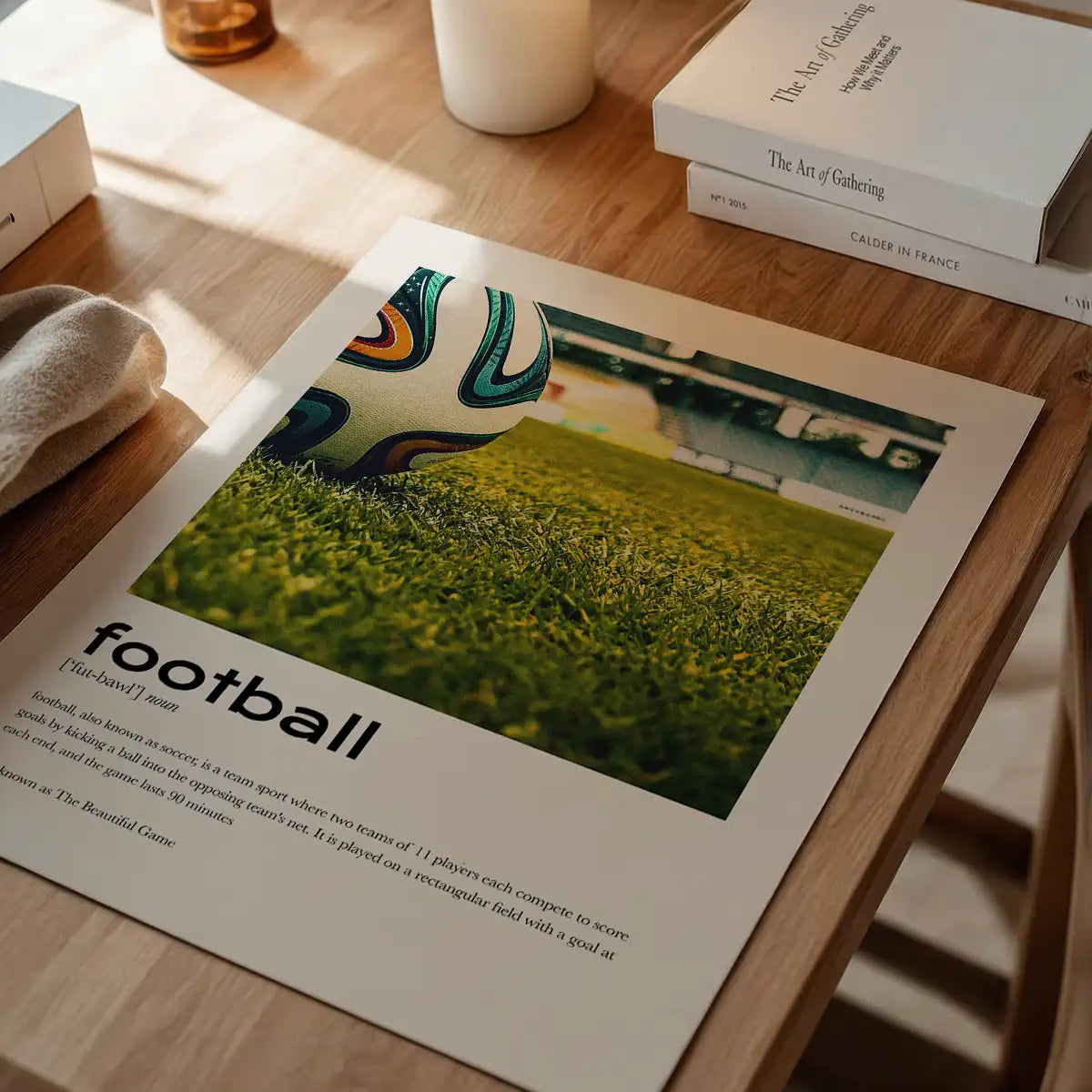 Football Description with Ball Close-Up Photograph Print