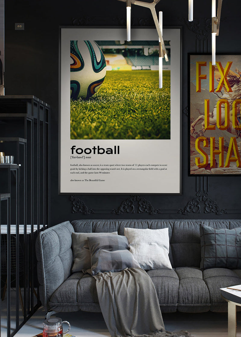 Football Description with Ball Close-Up Photograph Print