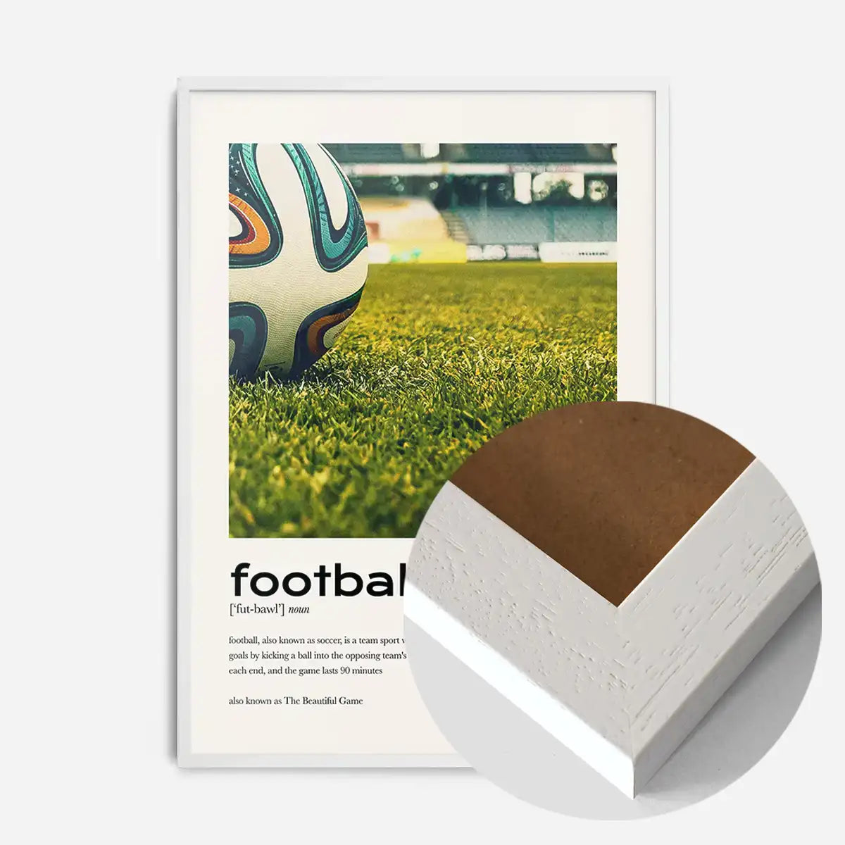 Football Description with Ball Close-Up Photograph Print