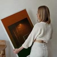 Orange & Green Football Goal at Night Print