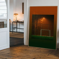 Orange & Green Football Goal at Night Print