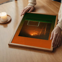 Orange & Green Football Goal at Night Print