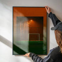 Orange & Green Football Goal at Night Print