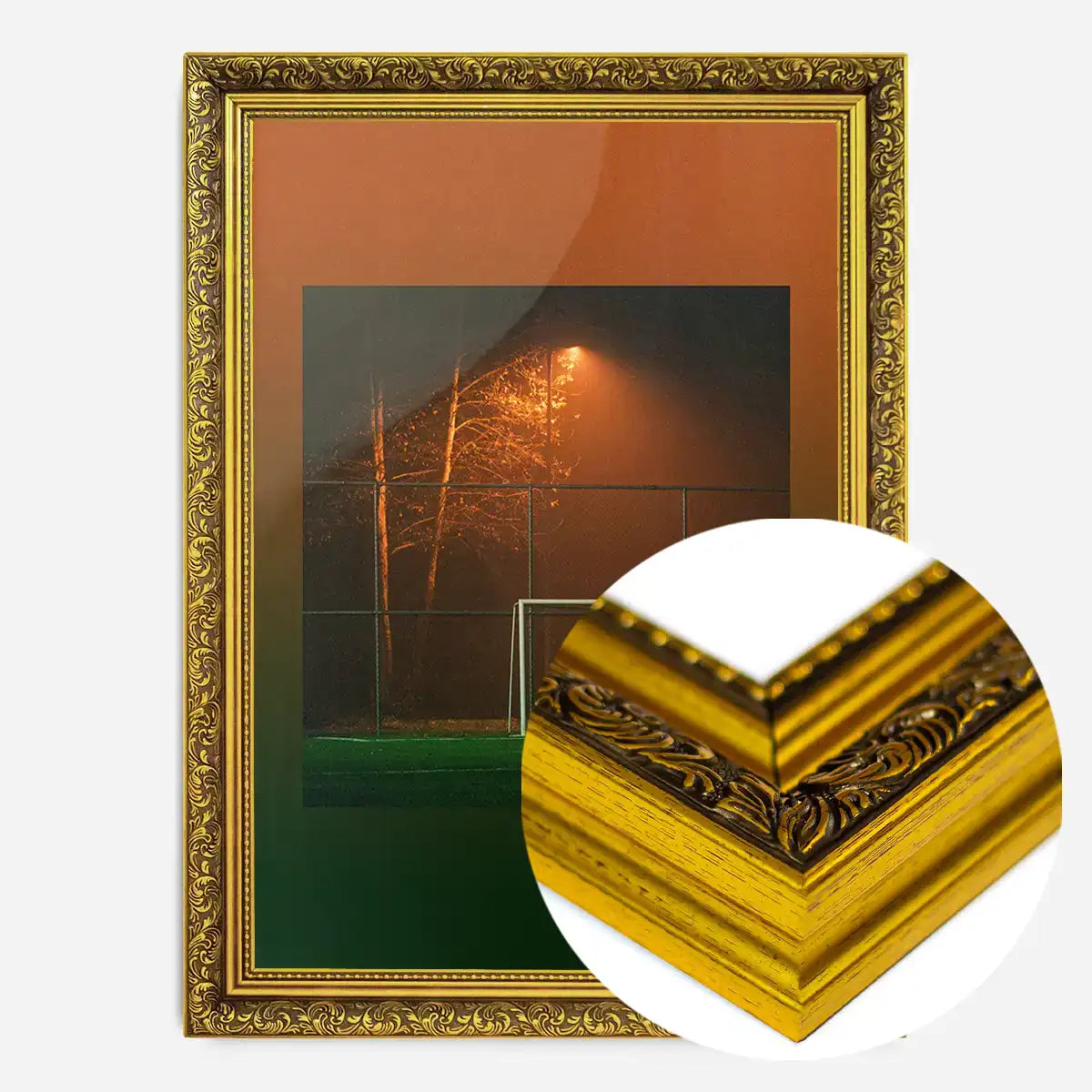 Orange & Green Football Goal at Night Print