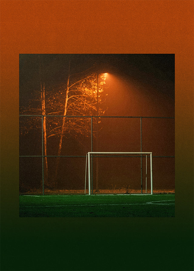 Orange & Green Football Goal at Night Print