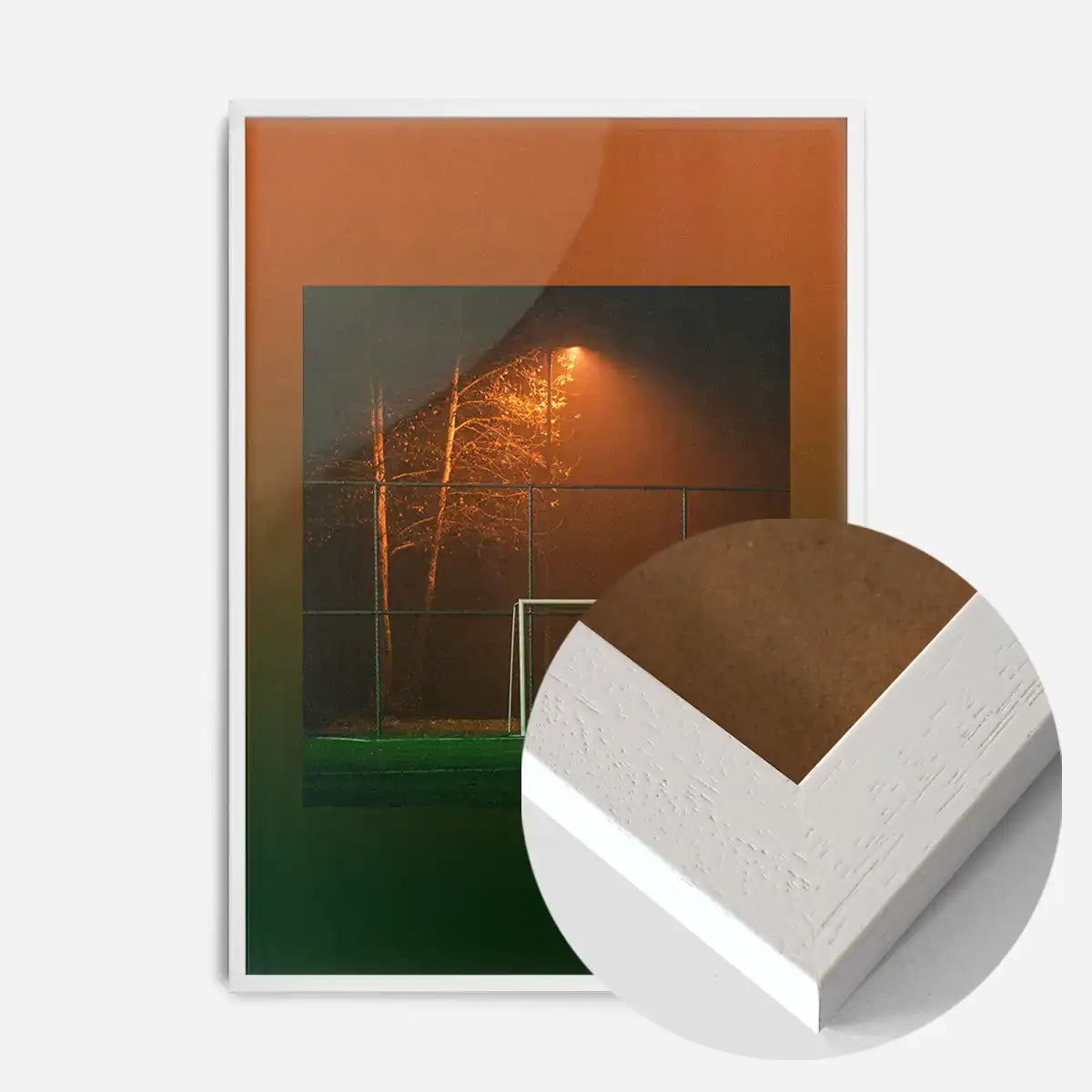 Orange & Green Football Goal at Night Print