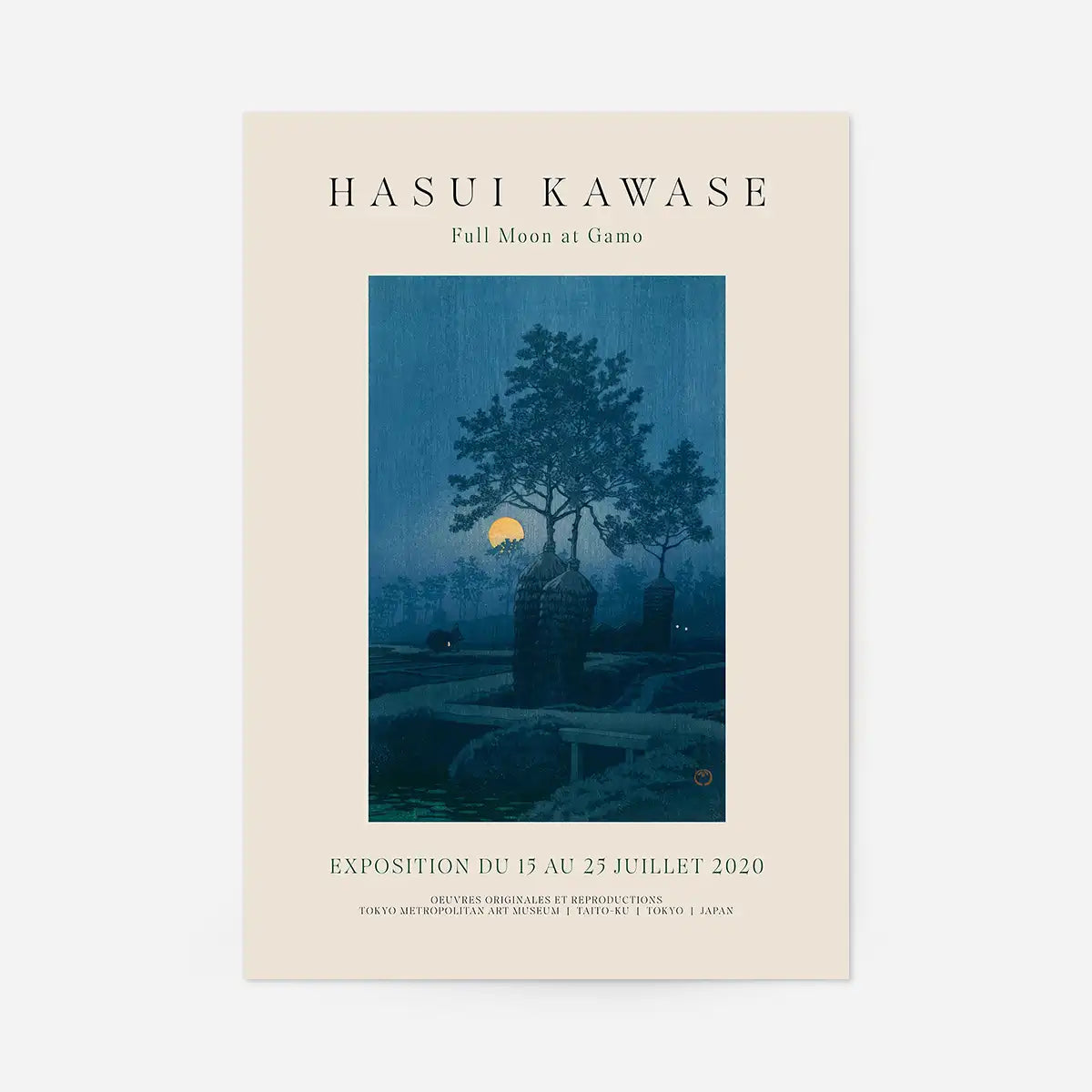 Hasui Kawase Full Moon At Gamo Exhibition Poster Print 1