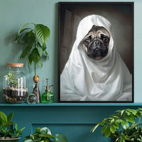 Ghost Pug Dog Portrait Print
