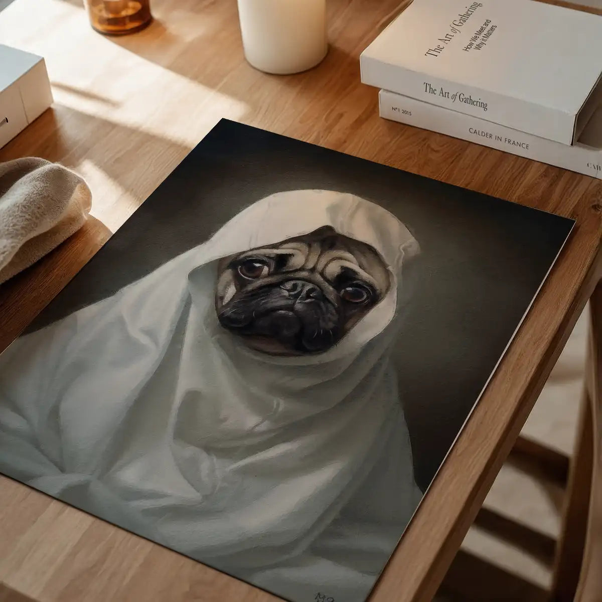 Ghost Pug Dog Portrait Print