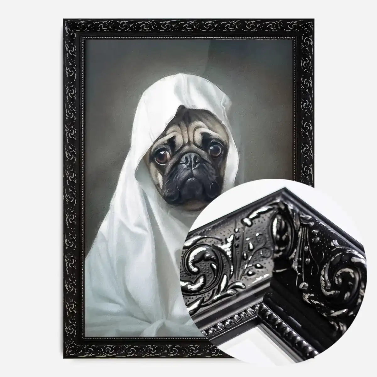 Ghost Pug Dog Portrait Print