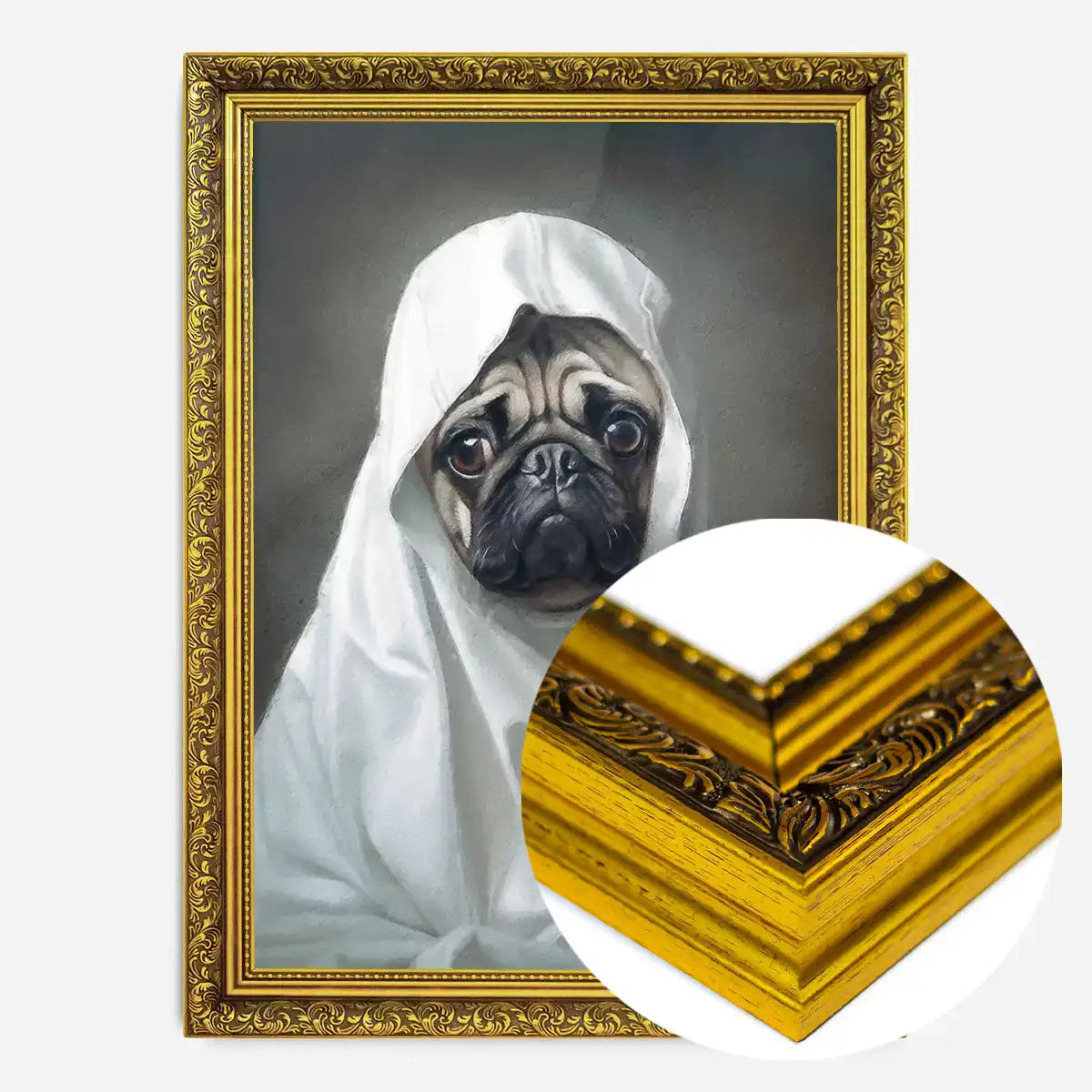 Ghost Pug Dog Portrait Print