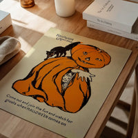 Vintage Pumpkin Cape Cat Halloween Print