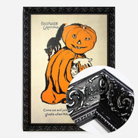 Vintage Pumpkin Cape Cat Halloween Print
