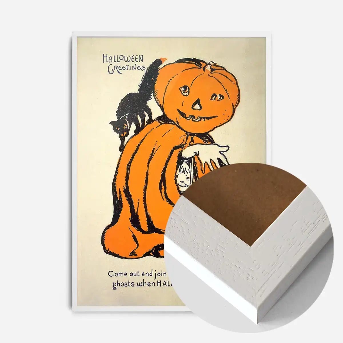 Vintage Pumpkin Cape Cat Halloween Print