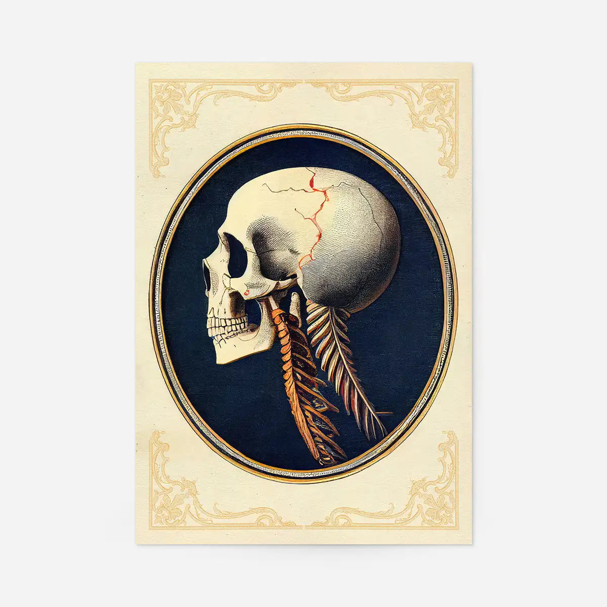 Vintage Skull Medical Diagram Side View Print