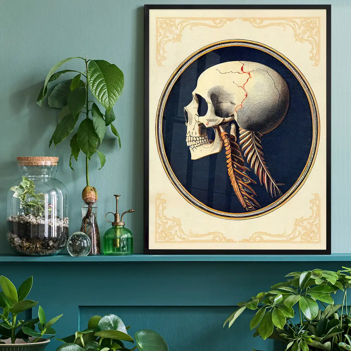 Vintage Skull Medical Diagram Side View Print