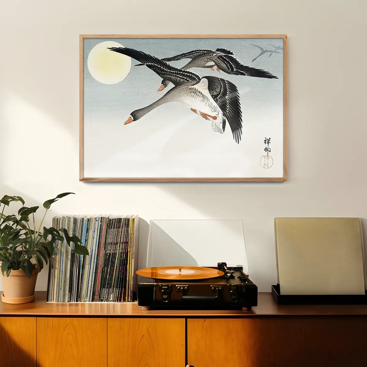 Birds at Full Moon by Ohara Koson